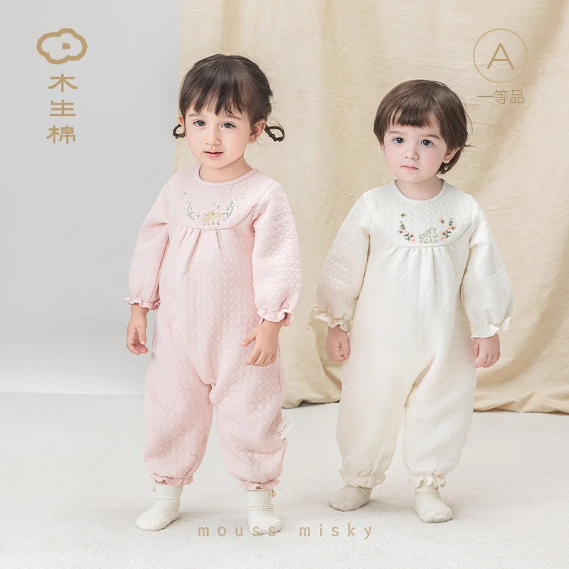 【花间物语】木生棉女宝夹丝棉连体衣保暖哈衣公主爬服马甲夹棉系列