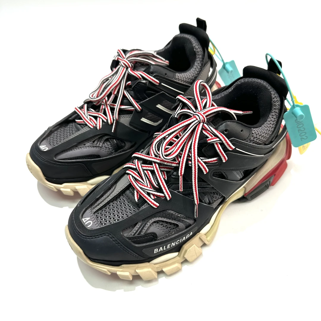 99新 Balenciaga/巴黎世家 40码 水洗黑红 Track1.0老爹鞋bl0202