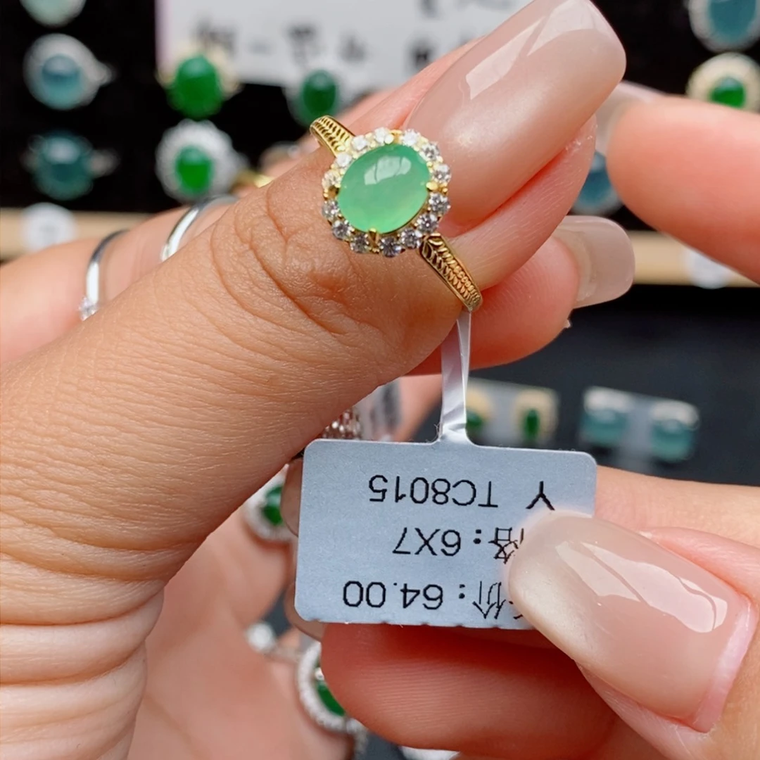 银S925镶嵌戒指翡翠禾**?