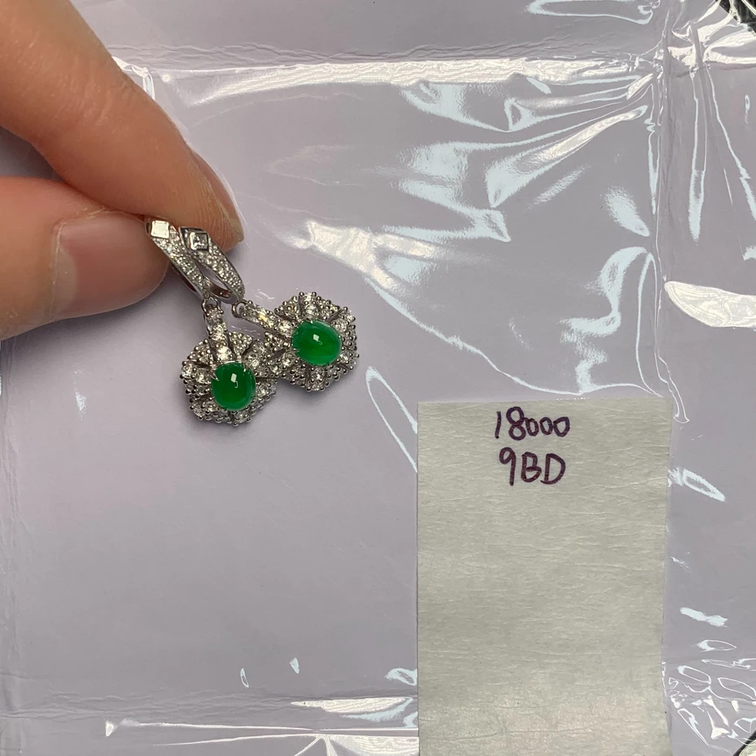 天然缅甸翡翠A货18K金镶嵌 9BD