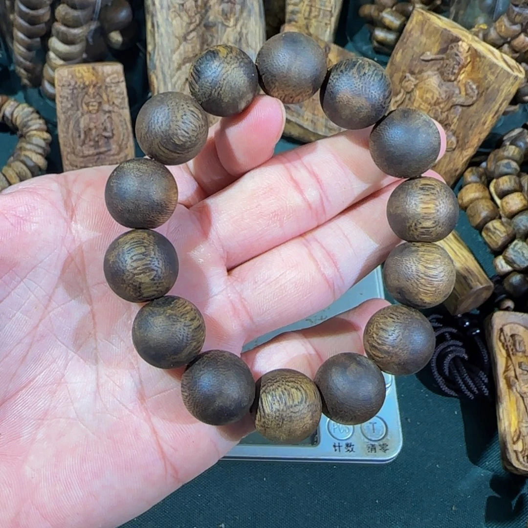 道***然手串沉香紫棋圆珠单圈1.6高货21