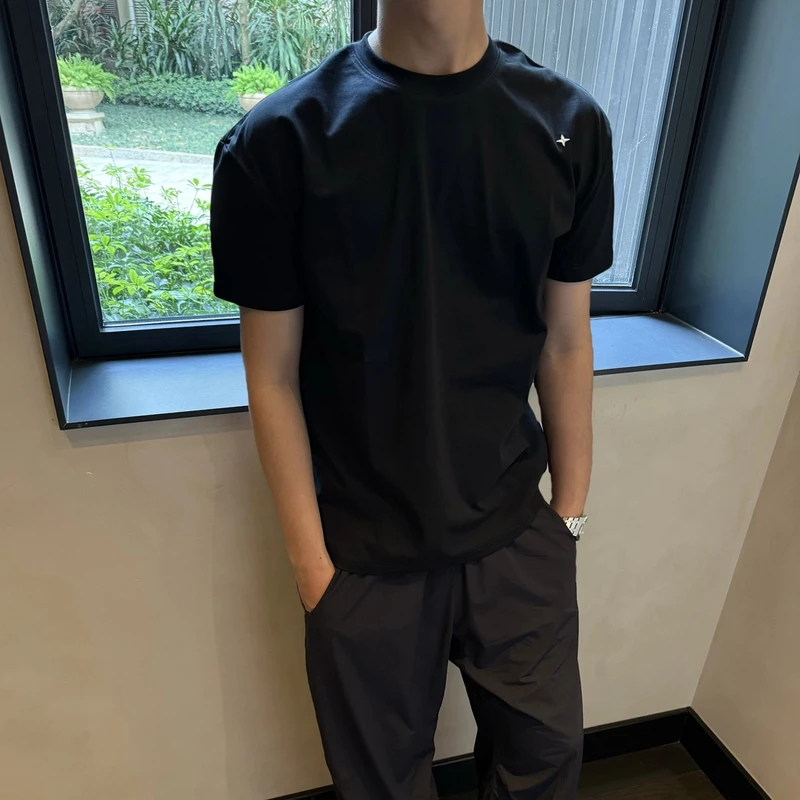 TZG北极星刺绣索罗娜简约短袖基础休闲T恤极简风纯色