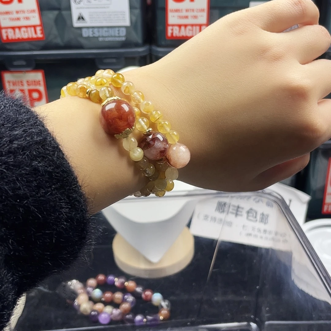 烟晶银S925镶嵌手链