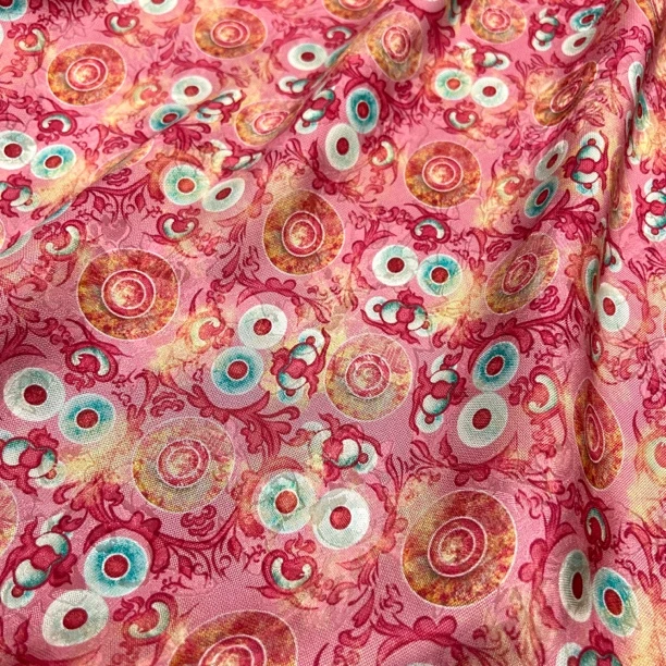 【粉圆福至】 新中式 人丝香云纱 国风服装面料