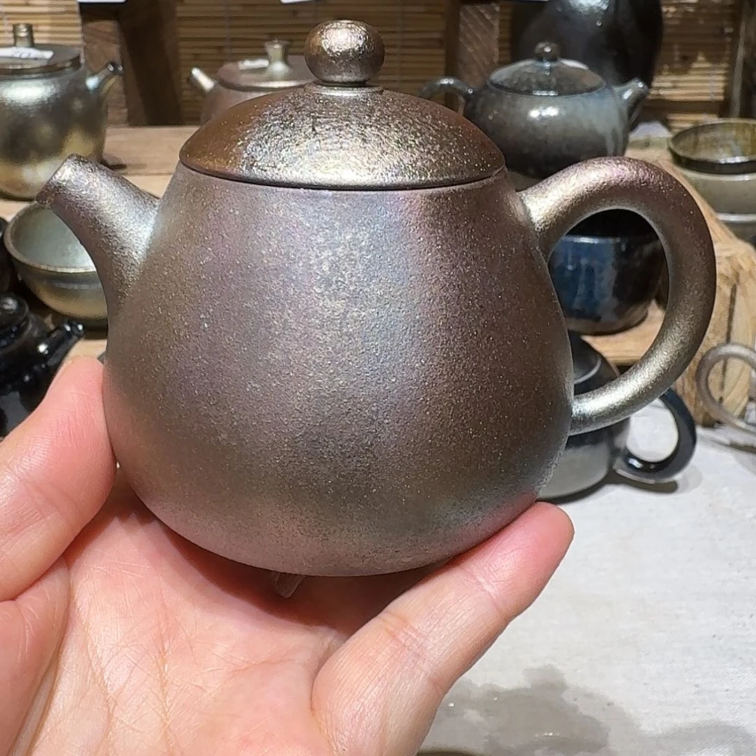 壶建水紫陶紫泥柴烧壶一微瑕