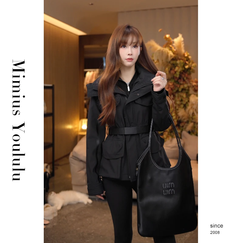 【mimius】&七七 冬装上新～休闲工装收腰夹克外套（含腰带）F10164