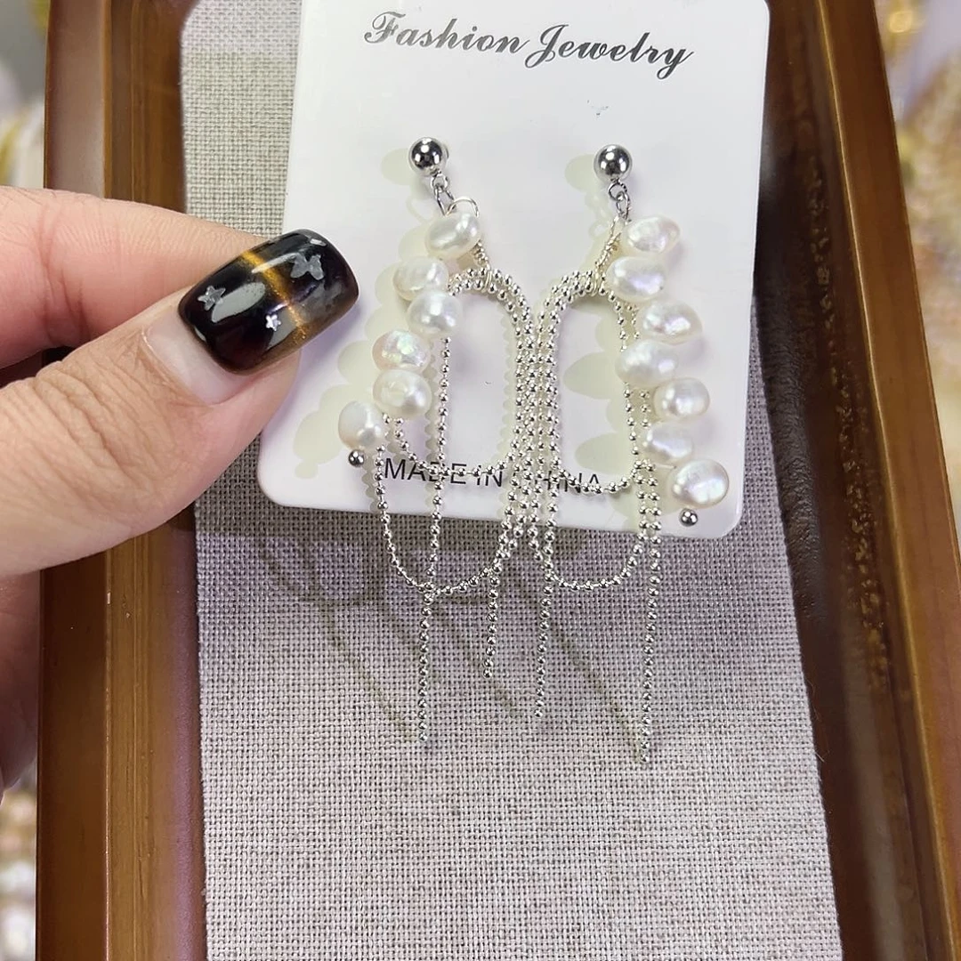 银S925镶嵌耳饰淡水珍珠