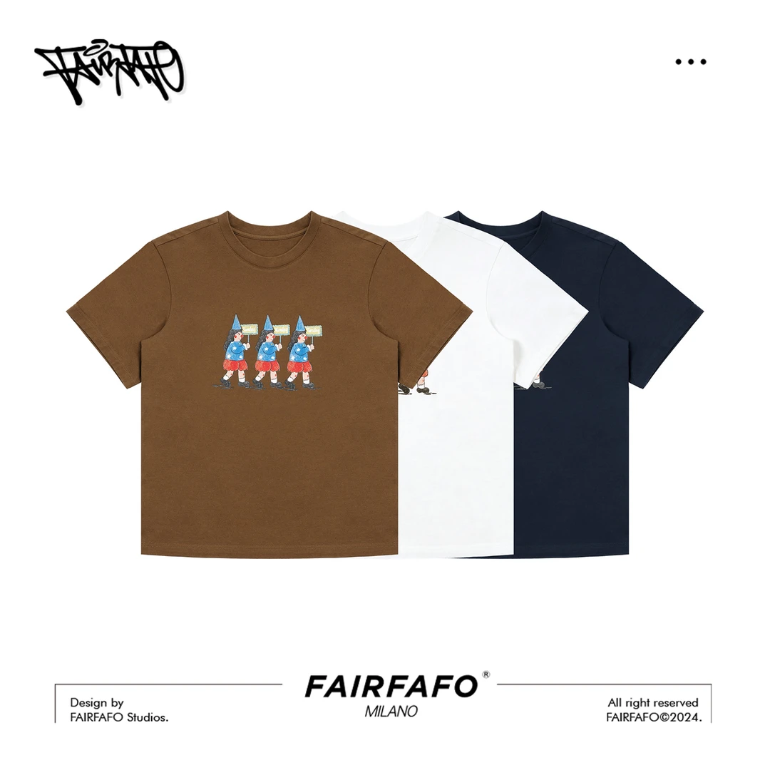 FAIRFAFO林肉肉【三人行短袖】TXDL4C299美式重磅日系简约时尚