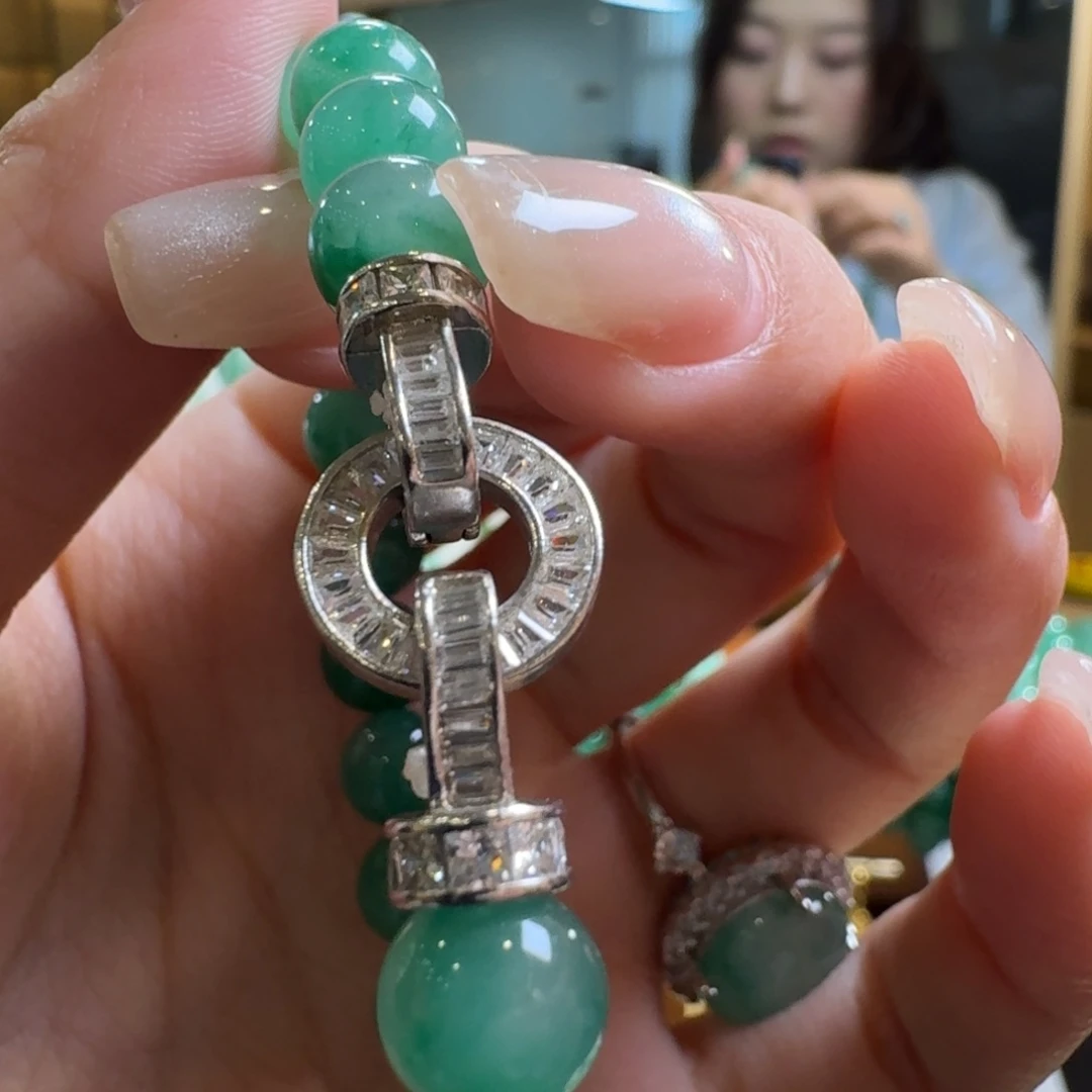 银S925镶嵌手链石英质玉