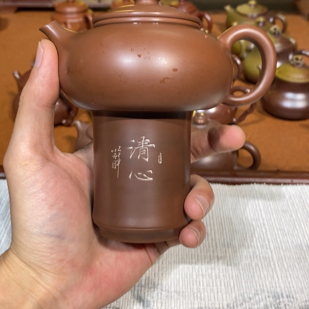 寒江壶180ml送主人杯坭兴陶手工制作钦州