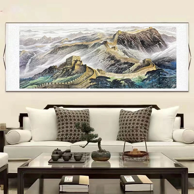 三尺寸-《金色长城》-横幅-沙发客厅-风景挂画