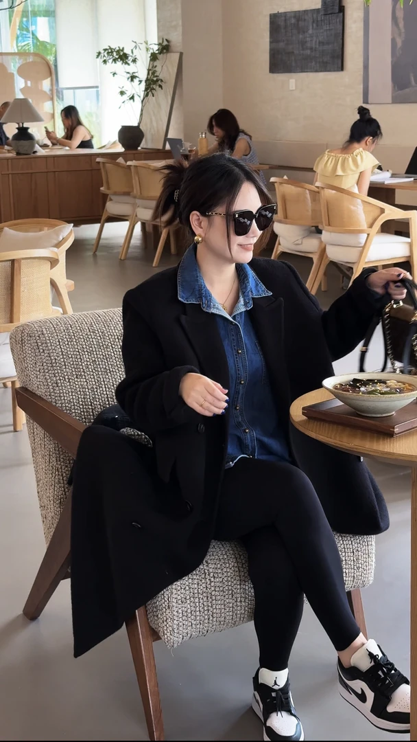 2025长款慵懒风秋冬常规纯色毛呢外套中长款毛呢学院风