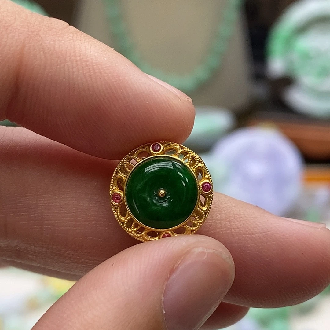 翡翠18K金镶嵌颈饰配件