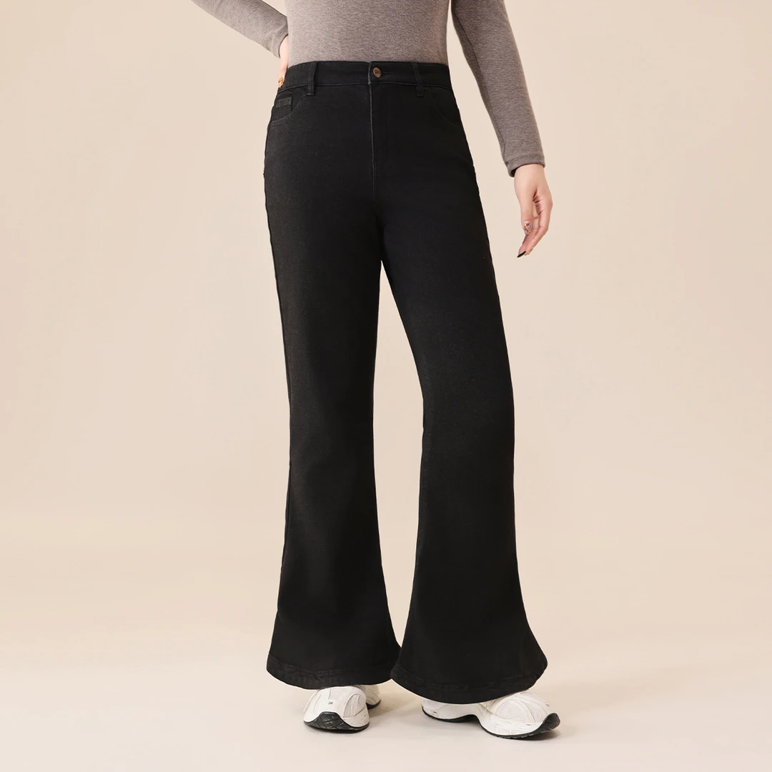 【磨毛火山岩牛仔裤】MsShe大码女装春装微喇马蹄裤子女M2411038