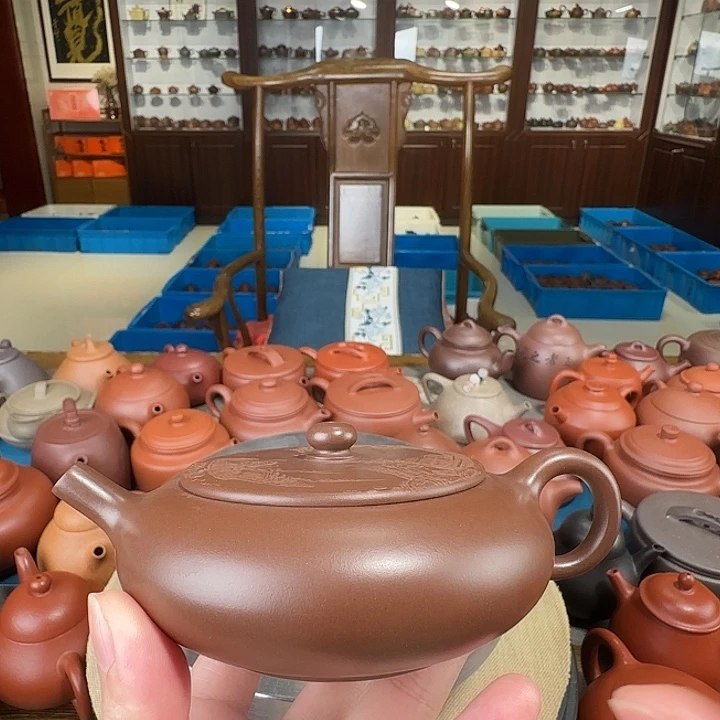茶壶紫砂扁圆底槽清