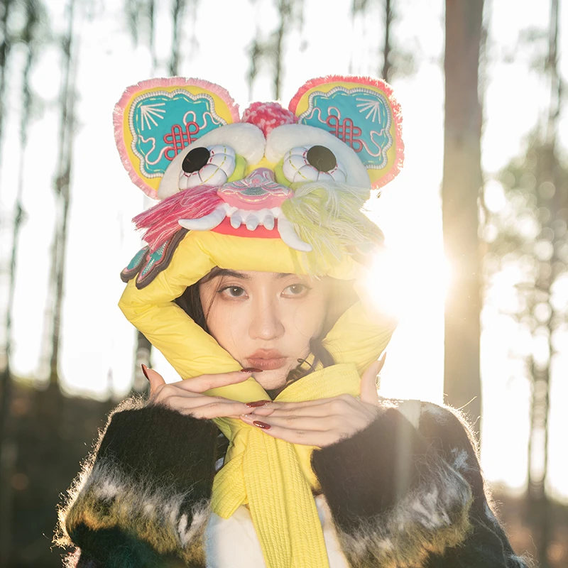 芽小七原创设计樱草虎头丝棉帽滑雪冬天撞色防寒保暖亲子防风