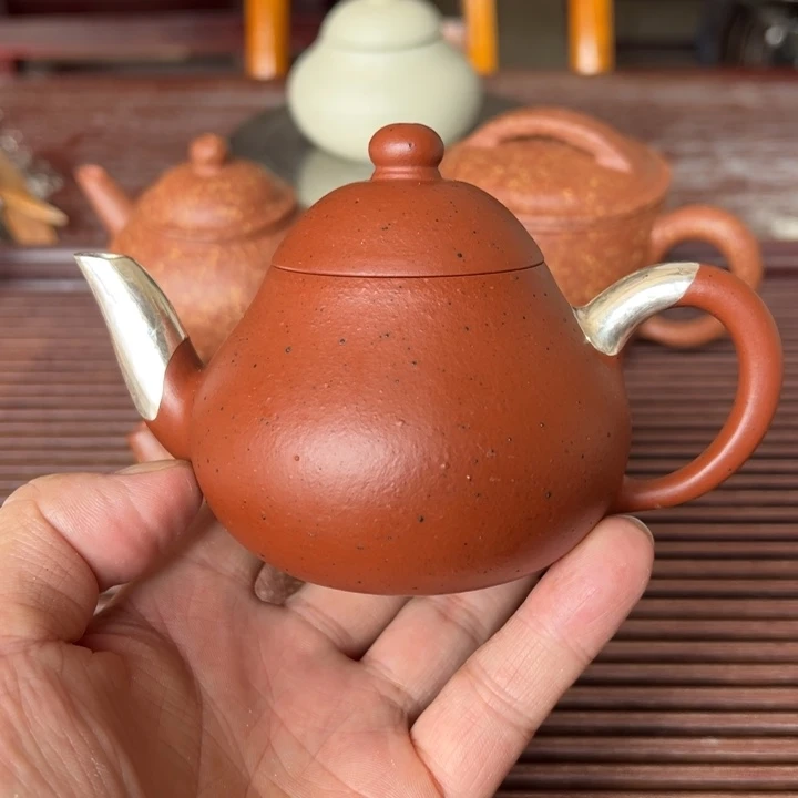 赵***灯茶壶紫砂黄龙山朱泥、全手工