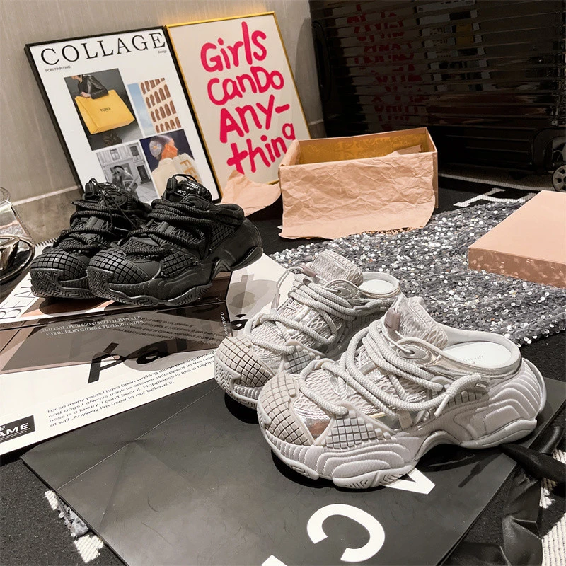 【官方正品&香港SHOP】松糕ins超火花生老爹鞋银色运动鞋增高厚底