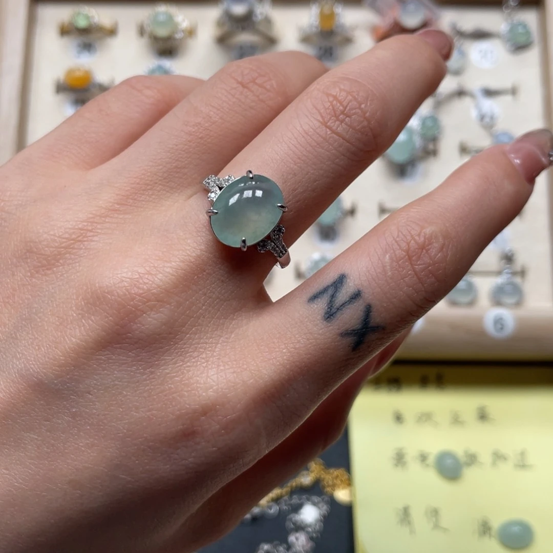 翡翠戒指银S925镶嵌11170008