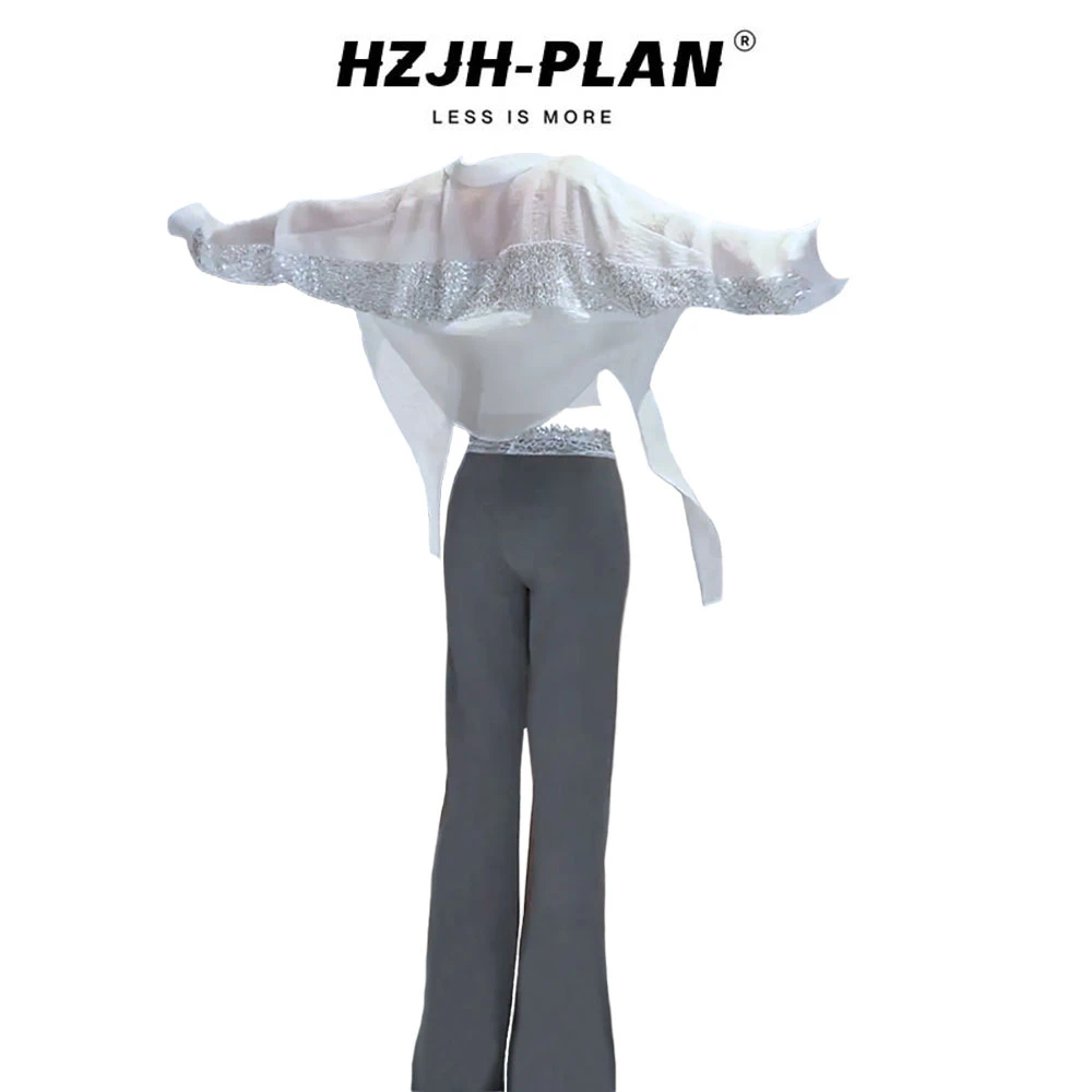 性感辣妹穿搭清冷松弛感白色衬衫女喇叭裤轻熟时尚松弛感女装套装