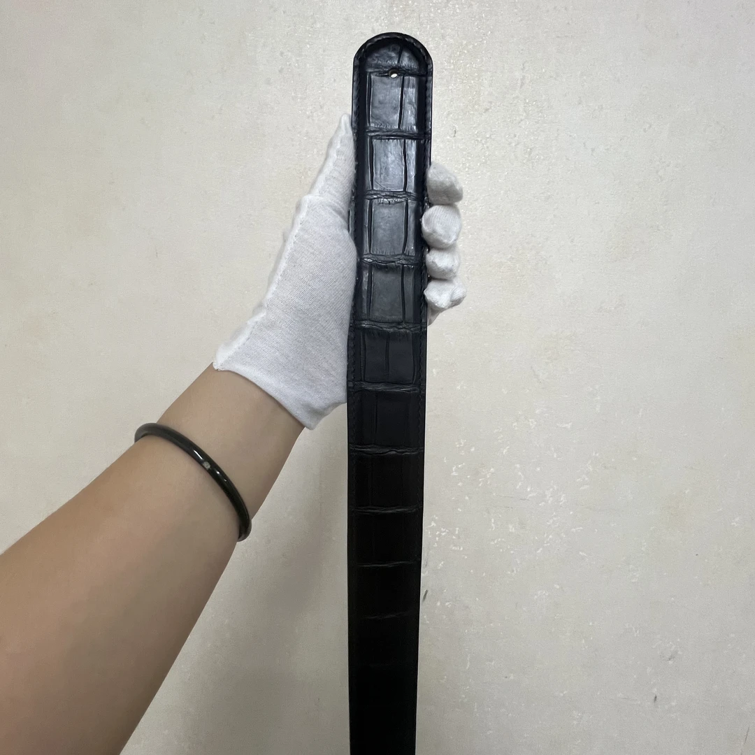 男士高端尼纯水染雾面尼罗鳄腰带4402