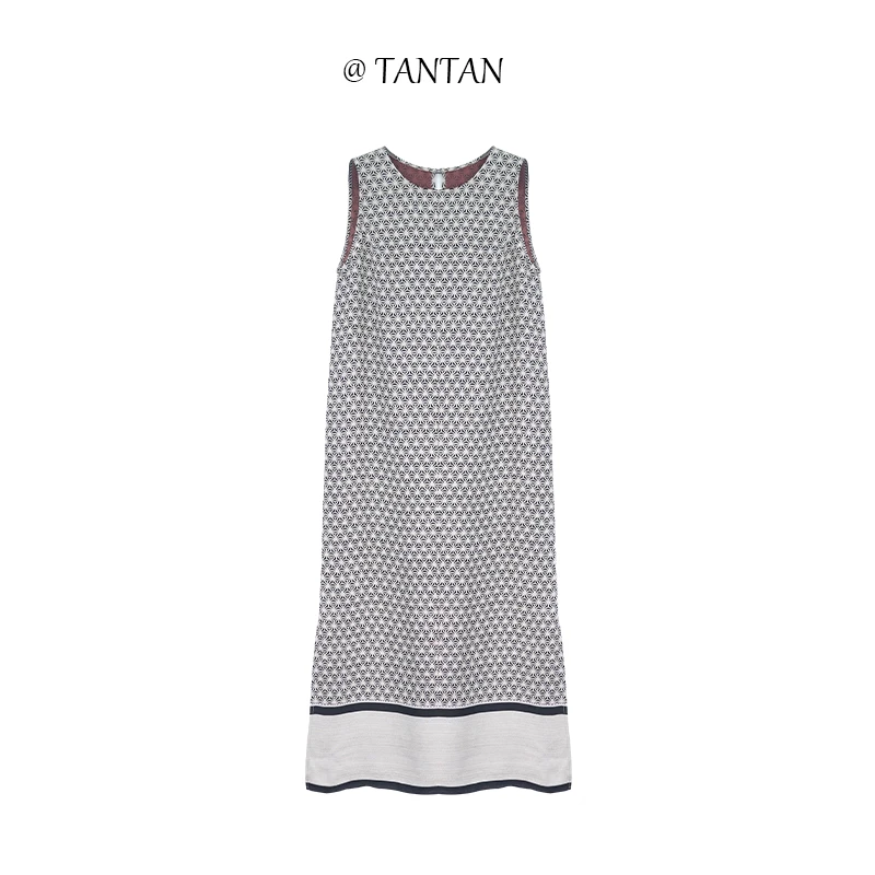 TANTAN  人丝印花无袖连衣裙1000