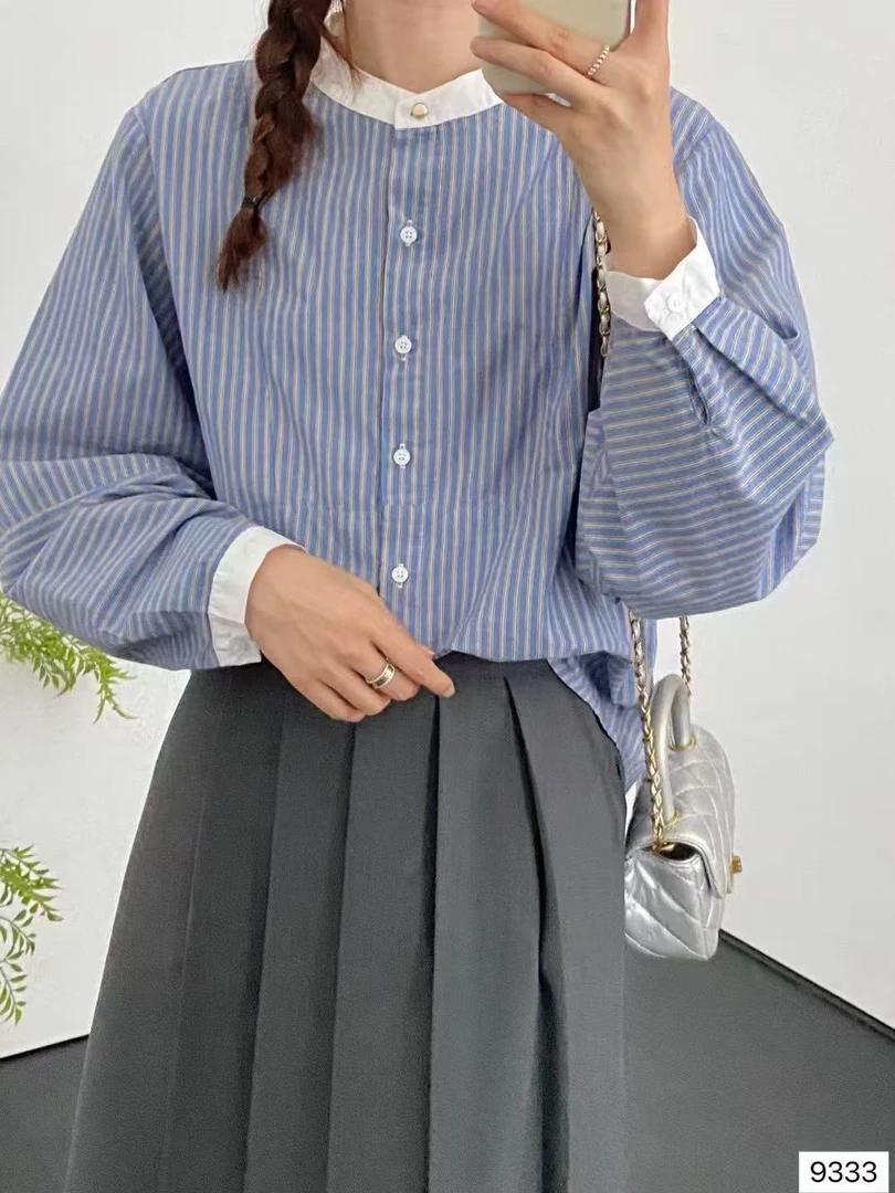 青青家 圆领白边春款衬衣
