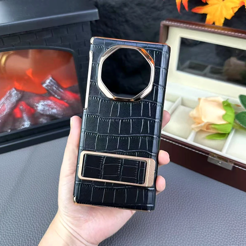 适用华为MateXT手机壳双面中轴保护XT真皮商务防摔旋转支架保护套