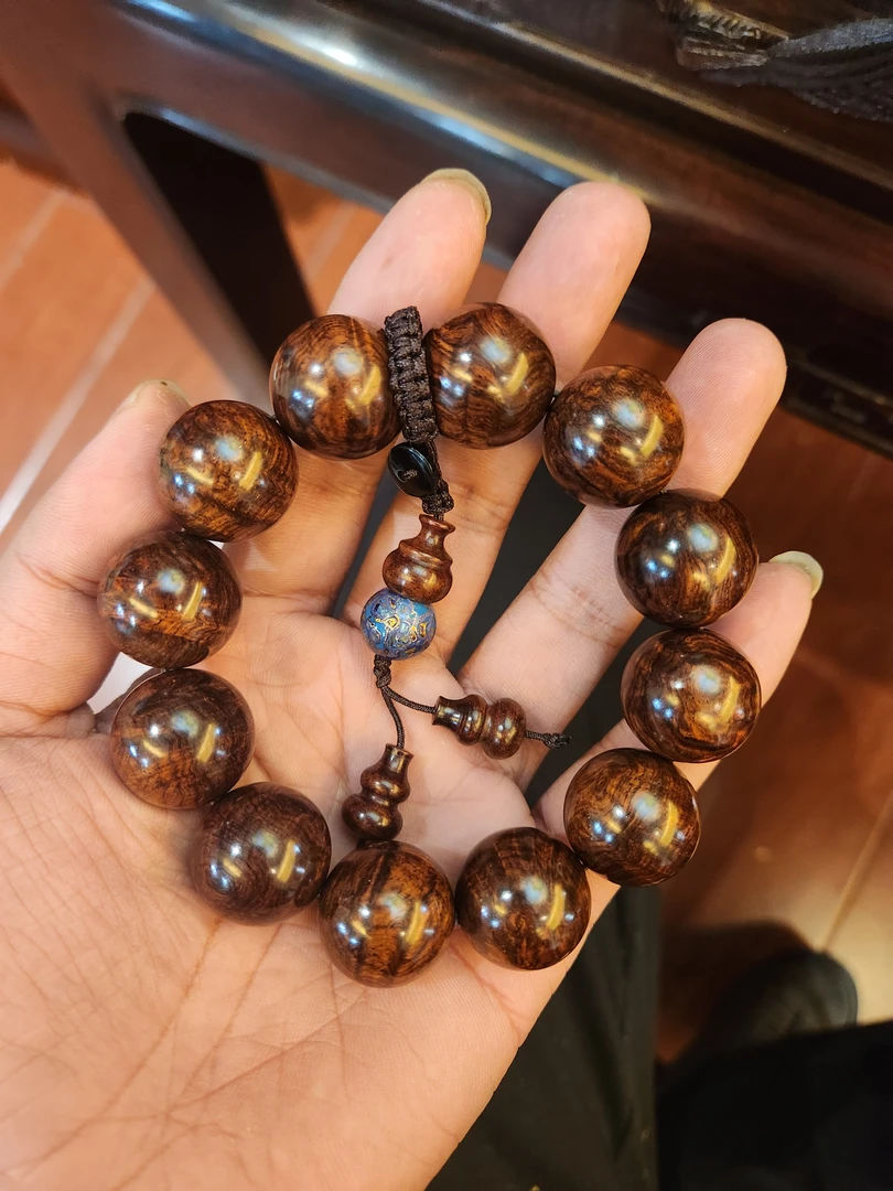 海南黄花梨2.0紫油梨瘤疤花水波纹高货手串zc021502