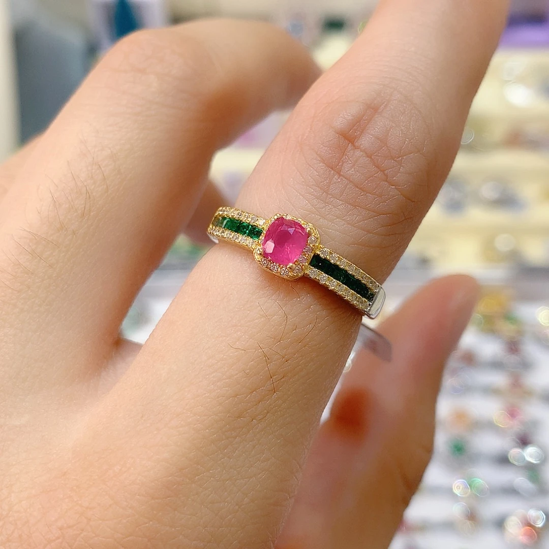 尖晶石戒指银S925镶嵌