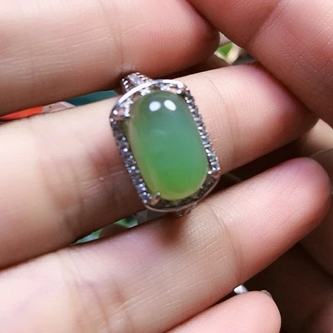 和田玉戒指银S925镶嵌