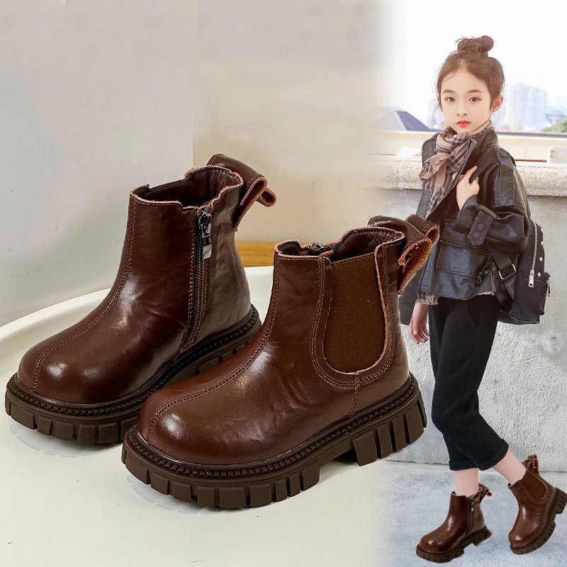 女童靴子2025秋冬季儿童马丁靴二棉冬款防滑烟筒靴加绒切尔西短靴