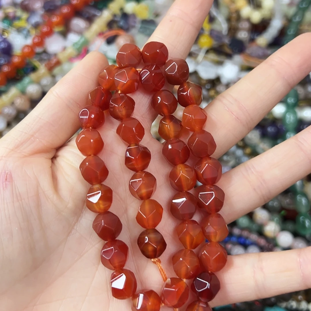 玛瑙/玉髓合金珠宝半成品 卡10红玛瑙切面一条
