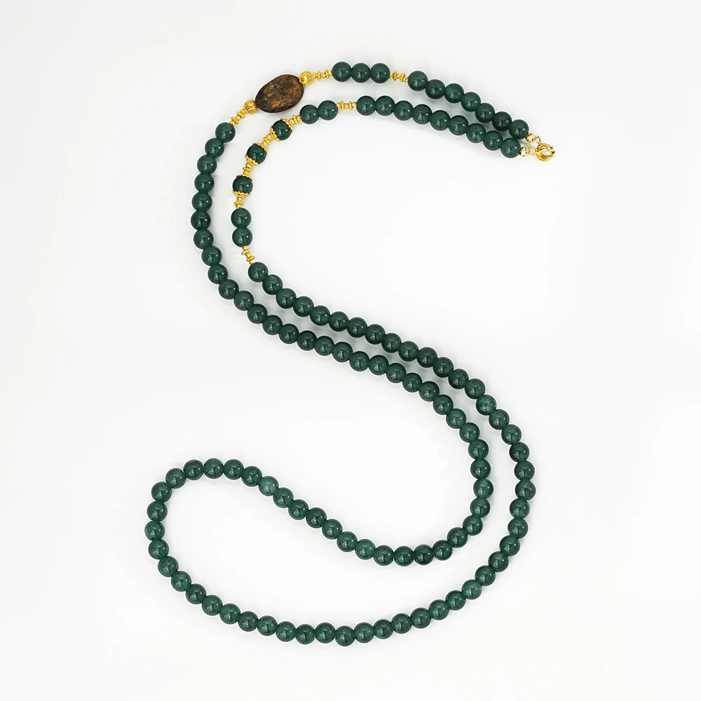 18K沉水沉香翡翠百搭链（60公分）44769