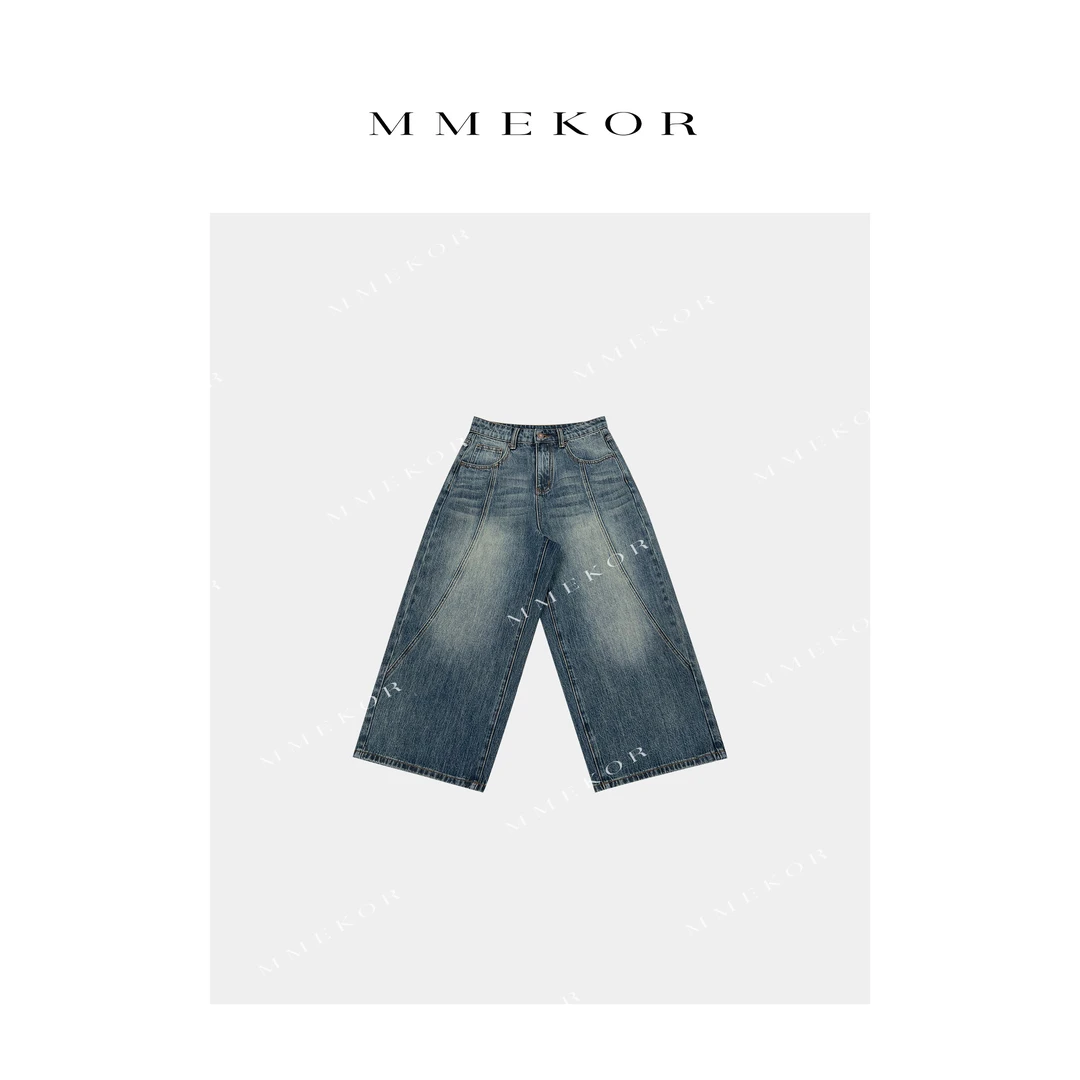 MMEKOR“嬉皮裤”2025新款普赛克丹宁时尚宽松牛仔裤 79736