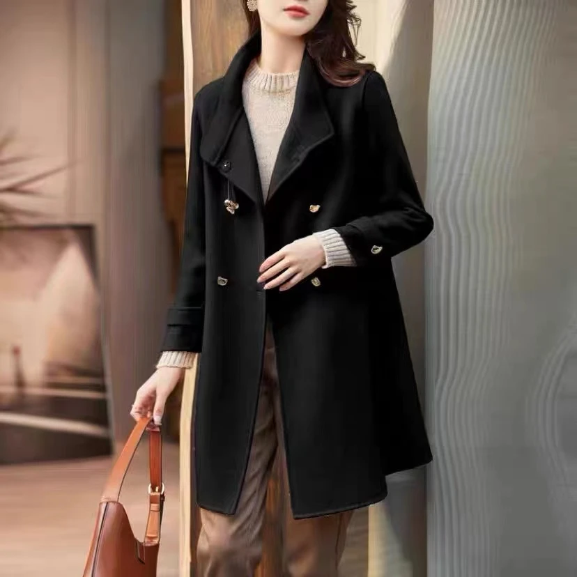 S348【专属】时尚秋冬新款双面羊毛气质中长款外套RS-YZY22D22057