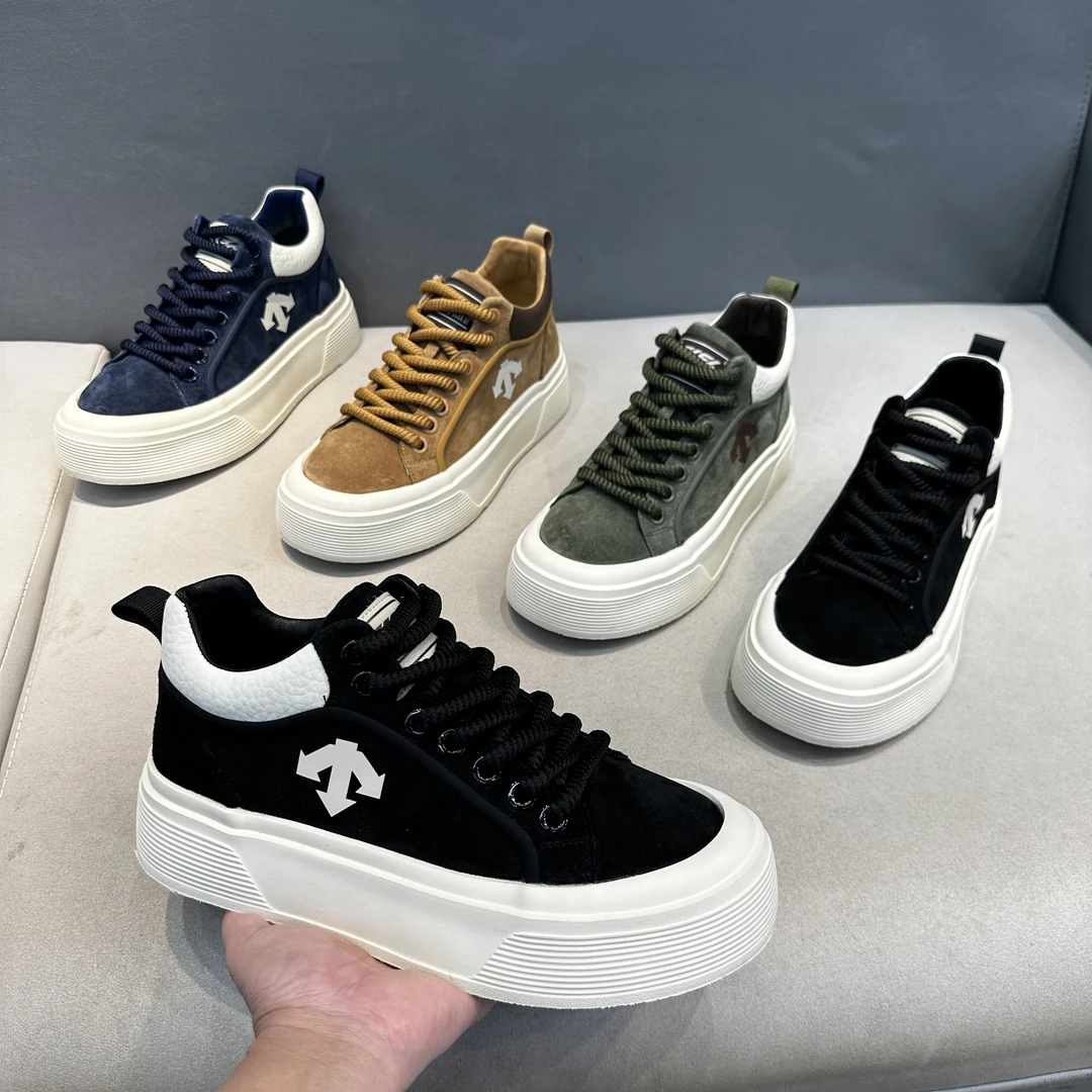 E潮秋季新款男士时尚休闲潮鞋磨砂皮系带厚底百搭潮款