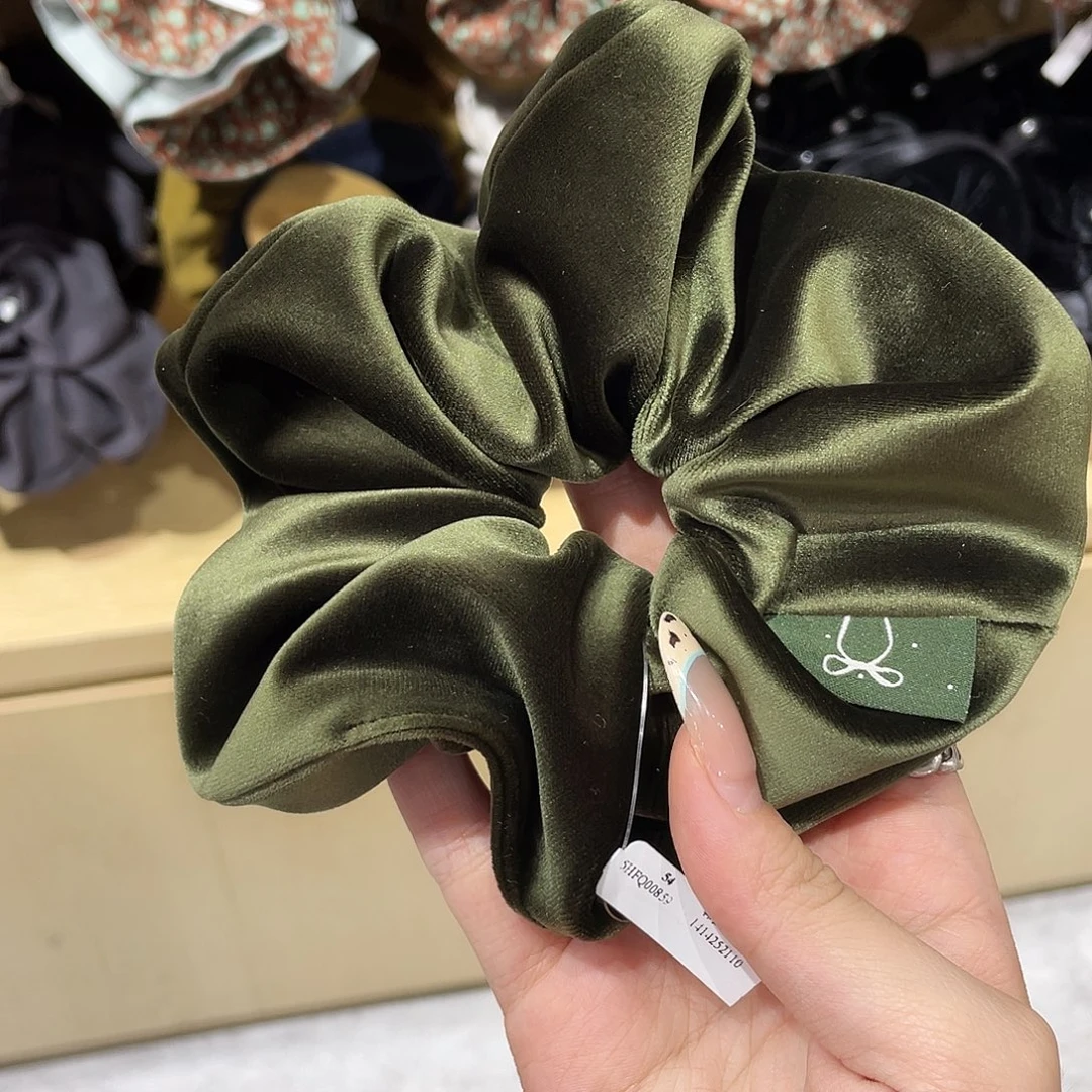 皮质铁合金绿色植绒发圈