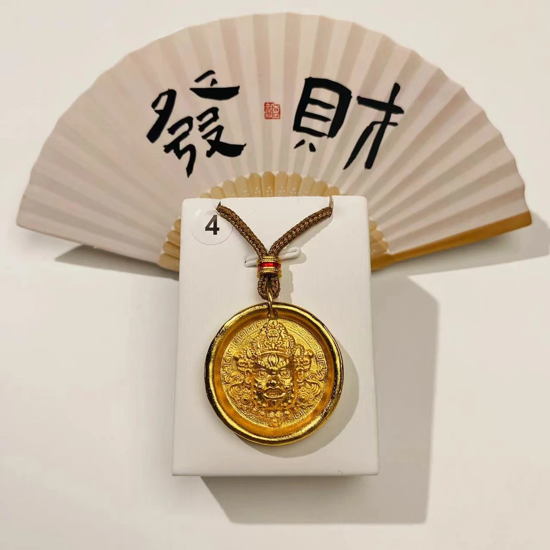 合金吊坠 【精工黄财神吊坠】加绳子编好发货手工时尚复古挂坠传承