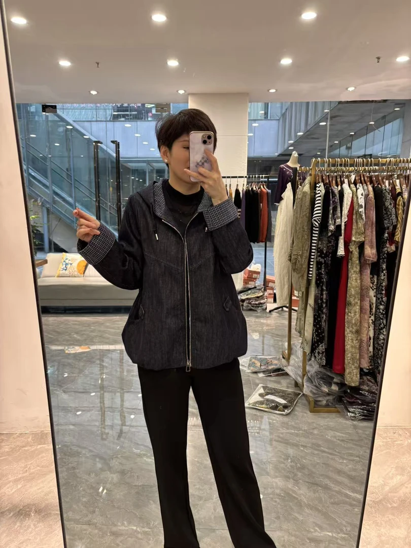 【丽丽家】秋季新品欧A版法式连帽牛仔外套558