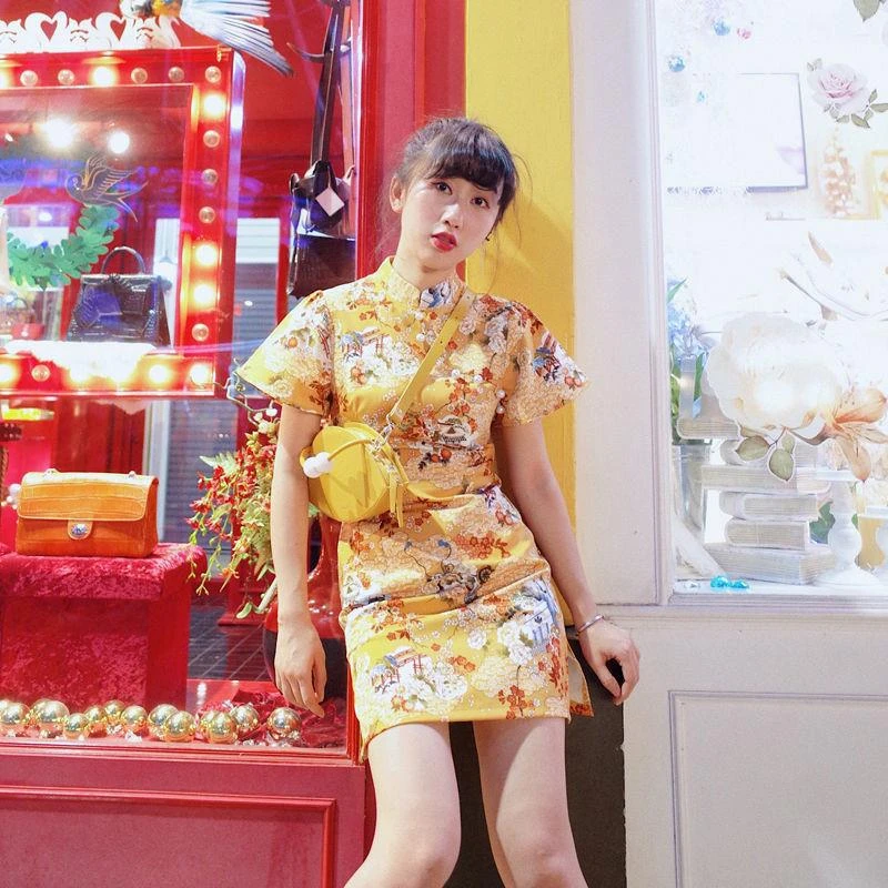 国潮旗袍2025年轻款少女日常中国风改良版旗袍订婚敬酒连衣裙潮