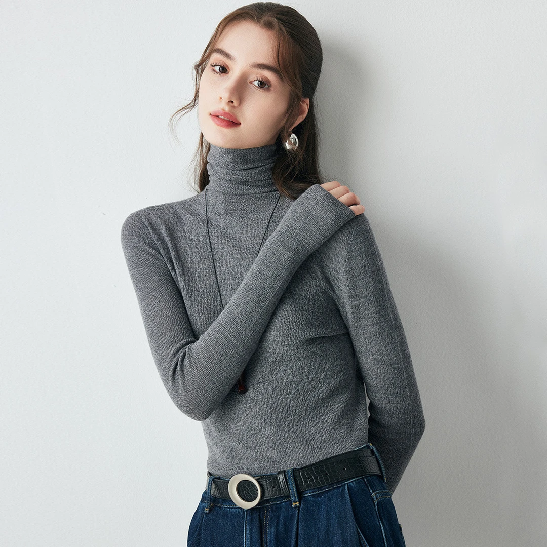 PALUOPO/帕罗秋冬新款堆领亲肤毛衣百搭打底针织衫ET250027Y