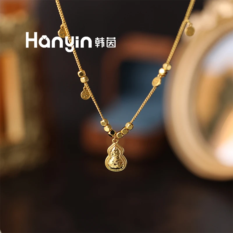 铜合金项链 平安喜乐小巧碎冰冰龙鳞葫芦小方块项链