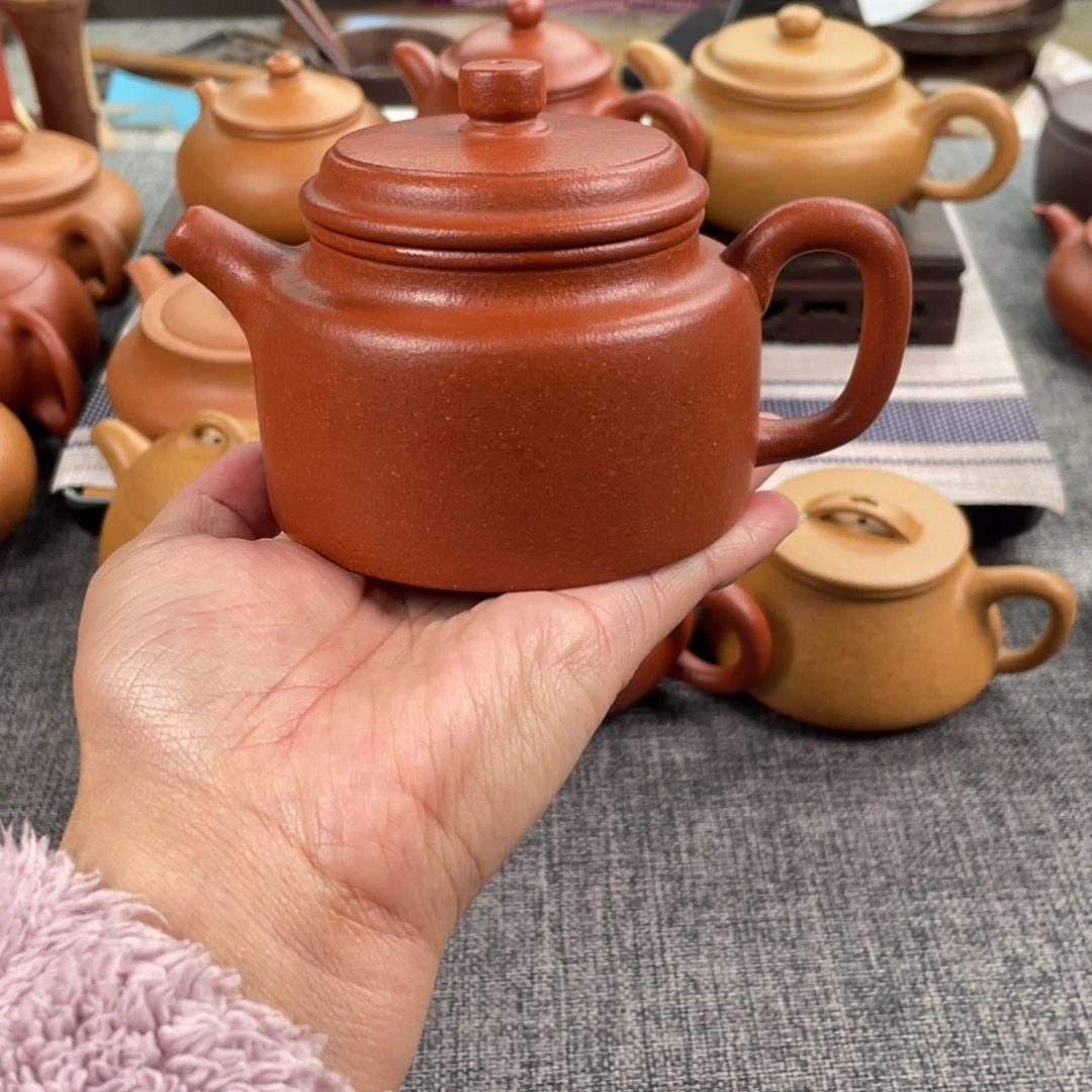 紫砂茶壶红降坡德钟全手40目210