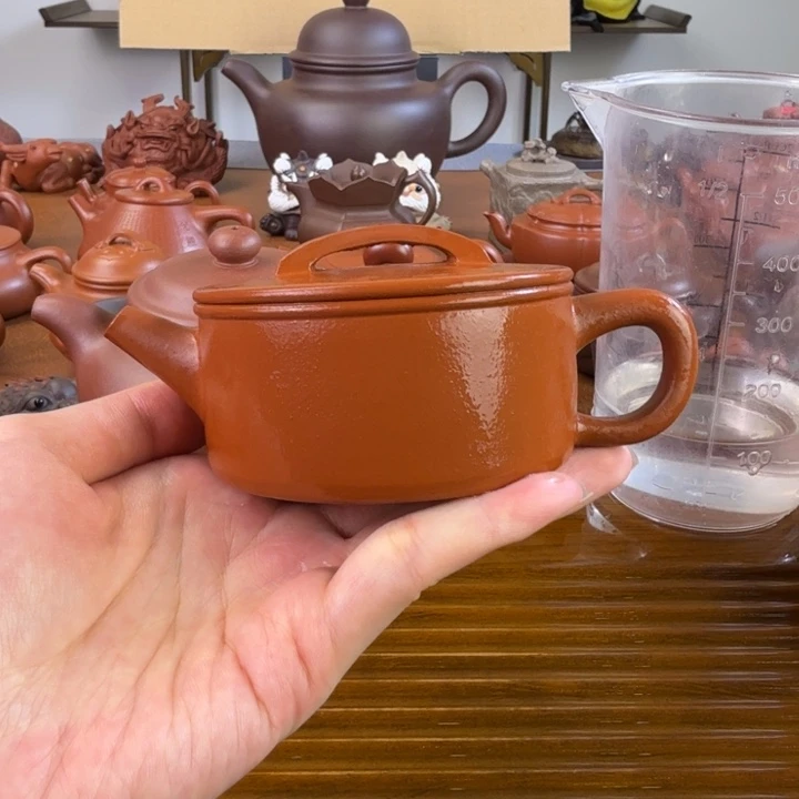 茶壶紫砂朱泥全手汉瓦130毫升