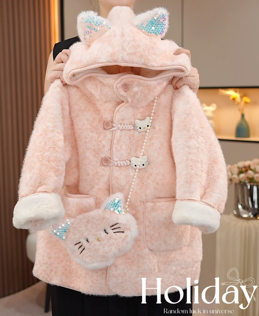 女童外套冬装2025新款中大儿童加绒加厚上衣