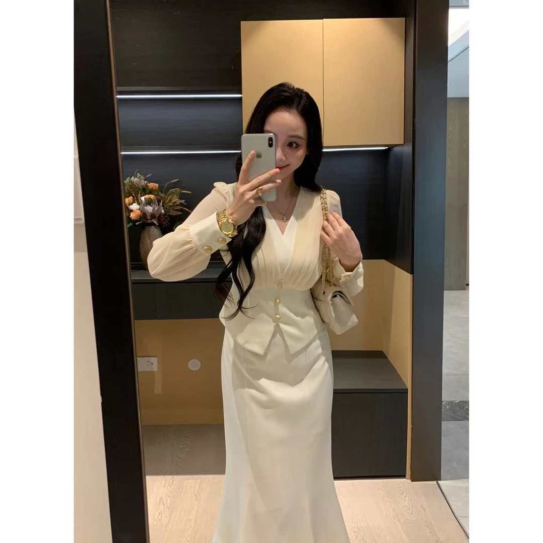 XINYI【伯德小姐】秋季雪纺拼缎面衬衫女显瘦百搭上衣X625C15784