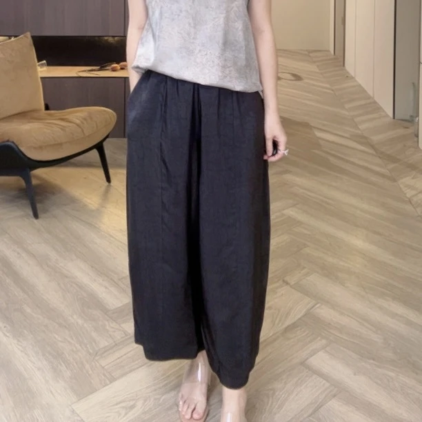 Y2505001龟裂纹9分阔腿显瘦休闲女士裤子m88