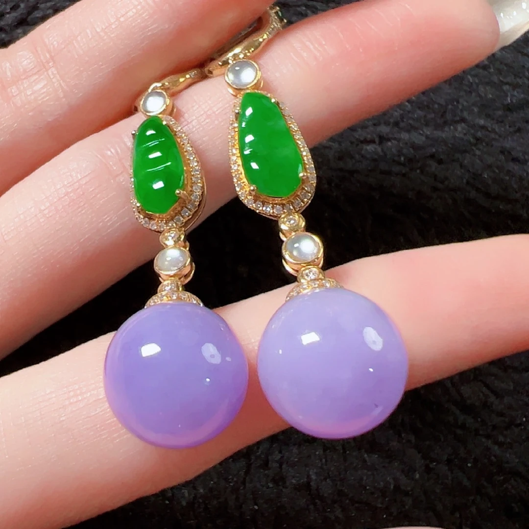 翡翠18K金镶嵌耳饰签收后24小时鉴赏期，过时不退