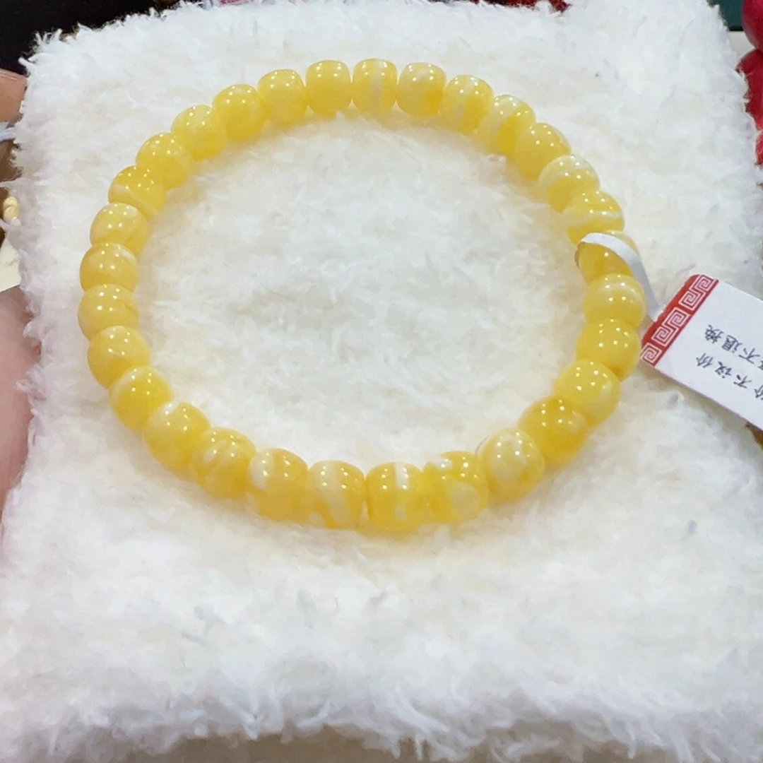 蜜蜡手链未镶嵌7.5m 妖花微瑕